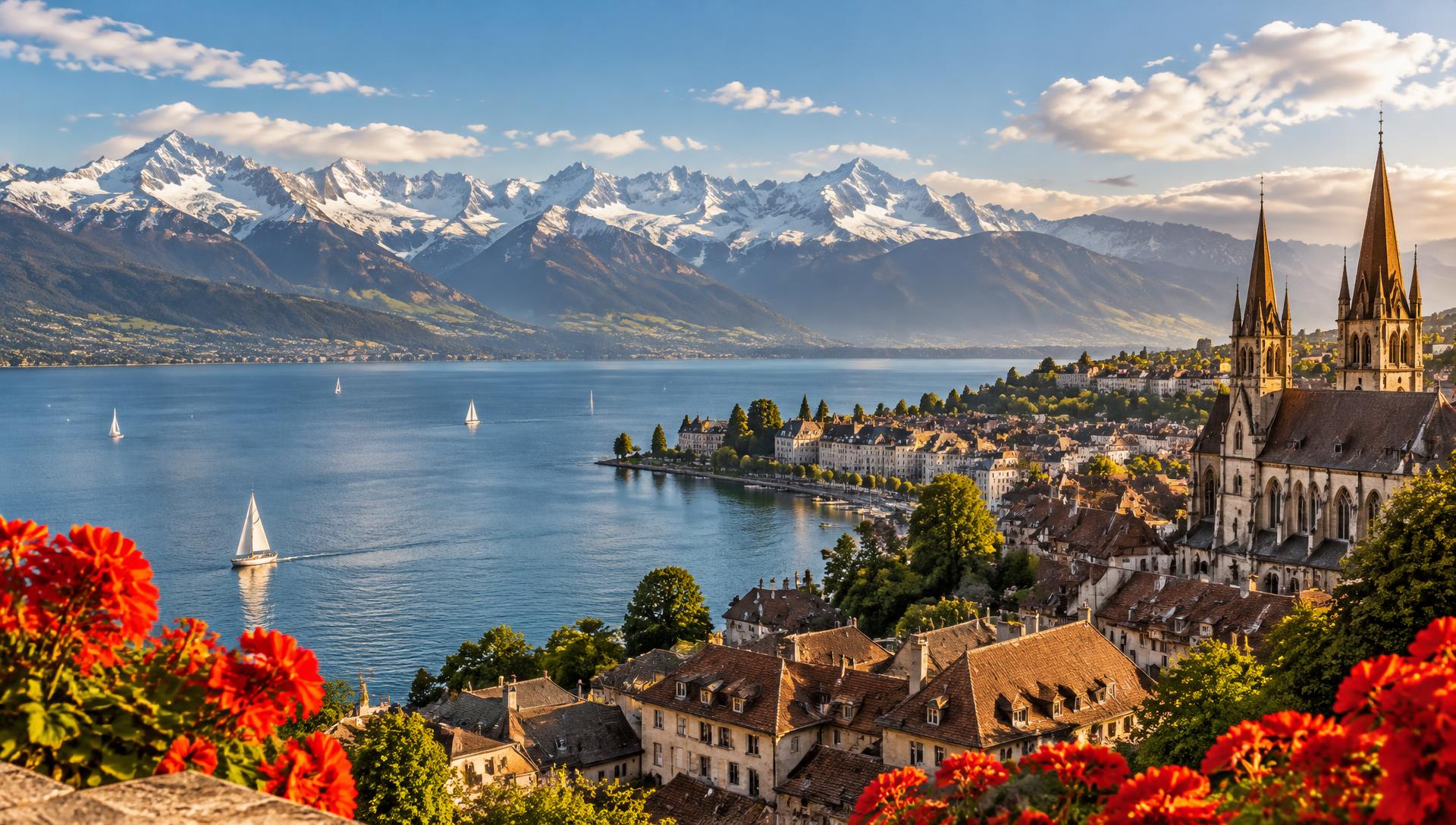Swiss Alps above Lake Neuchâtel